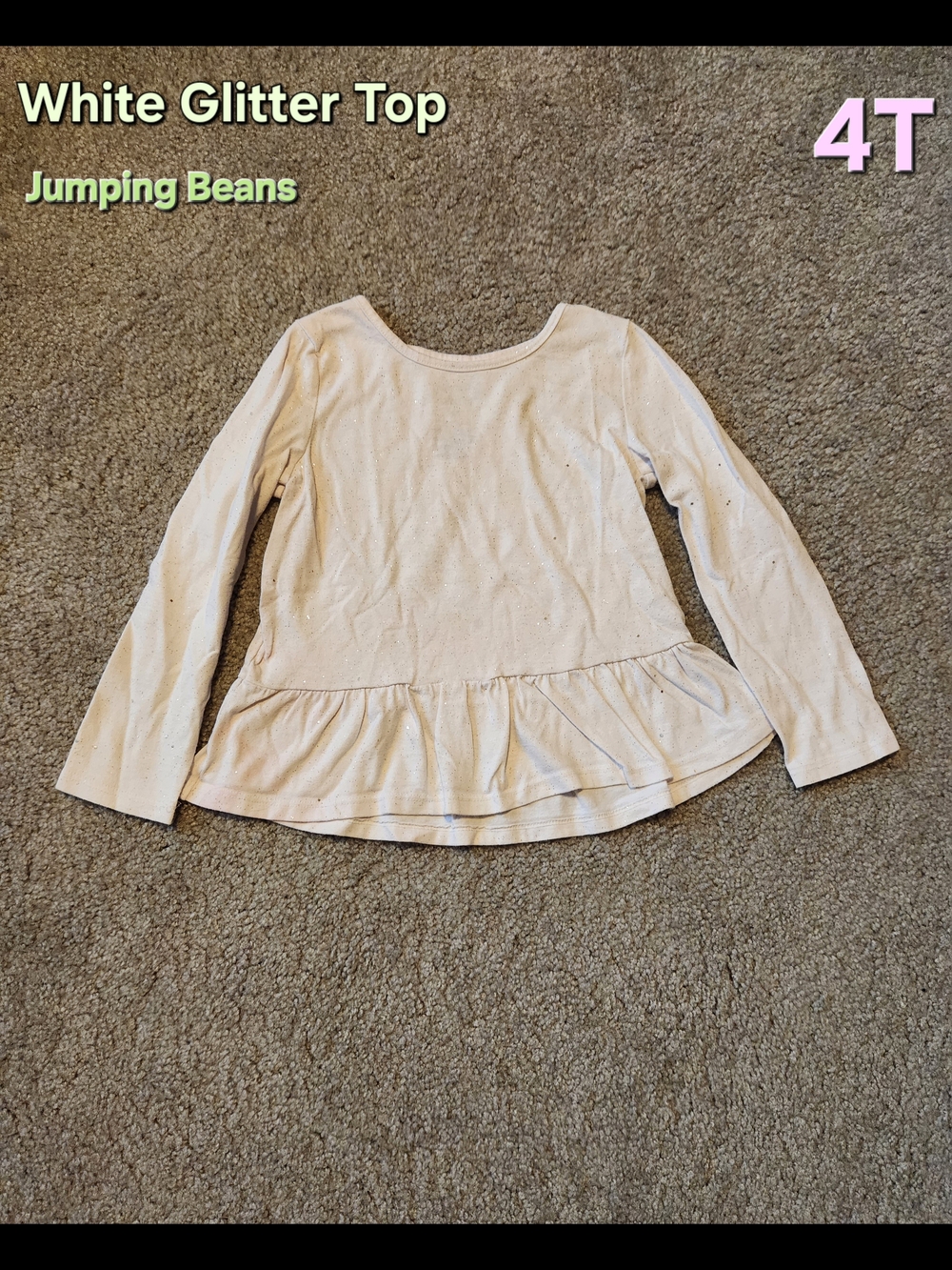 jumping beans White Glitter Peplum Long Sleeve Top